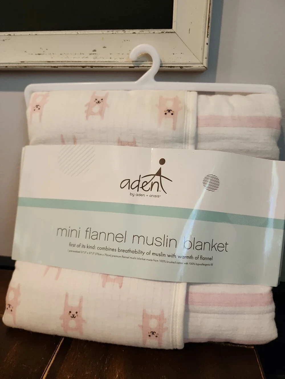 aden + anais Pink Mini Flannel Muslin Blanket Bunny Rabbit Striped 2016